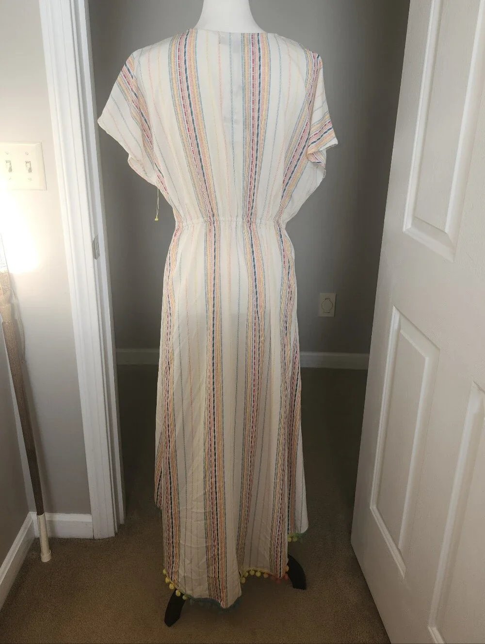 America & Beyond NWT Rainbow Striped Faux Wrap Dress, S